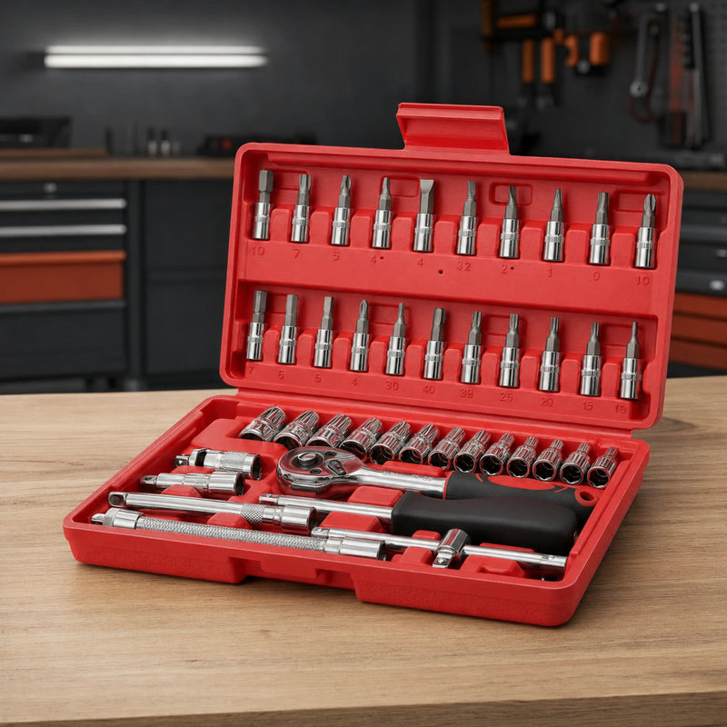 RoadReady Compact Tool Kit in open red storage case